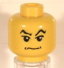 Minifigure, Head Male HP Lucius with Raised Eyebrows and Angry Smirk Pattern