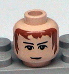 Minifigure, Head Male Brown Hair, Eyebrows, White Pupils Pattern (HP Knight Bus Driver)