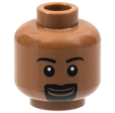 Minifigure, Head Male Eyebrows, White Pupils, Goatee and Grin Pattern