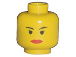 Minifigure, Head Female with Red Lips Wide, Small Black Eyes, Thin Eyebrows Pattern