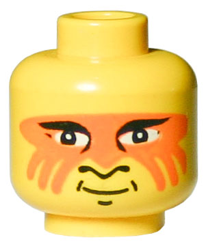Minifigure, Head Black Eyelids, Nose Profile, and Chin Dimple, Orange Face Paint, Grin Pattern