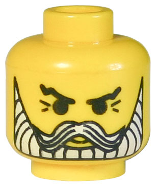 Minifigure, Head Beard with White Beard and Moustache, Crow's Feet Pattern