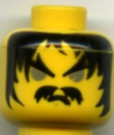 Minifigure, Head Moustache Gray Eyes, Frown Pattern