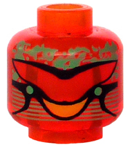 Minifigure, Head Alien with Green Brain and Yellow Mouth Pattern