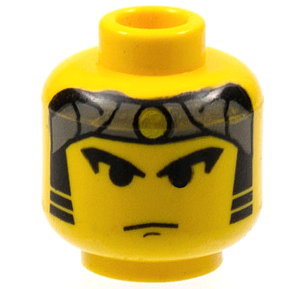 Minifigure, Head Male Gray Bandana with Gold Dot, Eyebrows, Sideburns Pattern