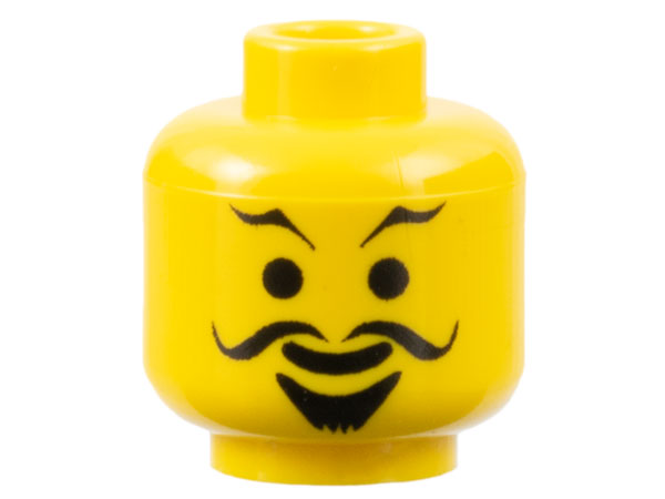 Minifigure, Head Moustache Curly, Goatee and Eyebrows Pattern