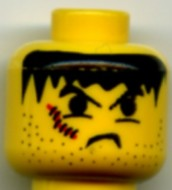 Minifigure, Head Male Snarl, Stubble, and Scar Right Pattern