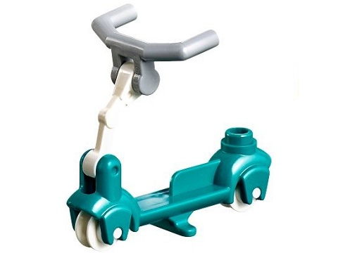 Kick Scooter with White Wheels, White Steering Link, and Light Bluish Gray Angular Handlebars (36273 / 3464 / 30377 / 98397)