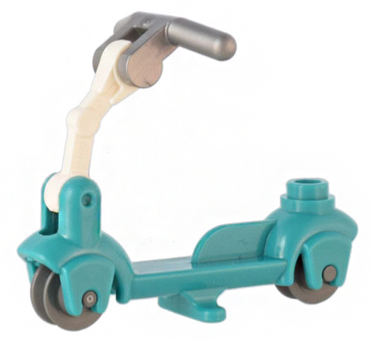 Kick Scooter with Dark Bluish Gray Wheels, White Steering Link, and Flat Silver Handlebars (36273 / 3464 / 30377 / 30031)