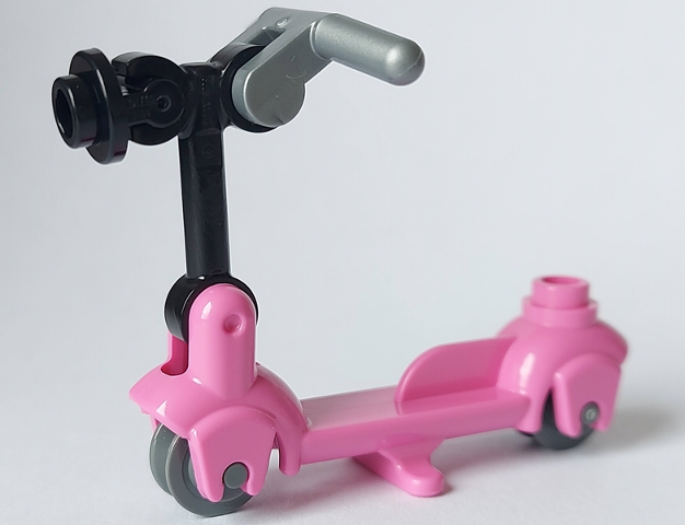 Kick Scooter with Dark Bluish Gray Wheels, Black Steering Link and Round Plate, and Flat Silver Handlebars (36273 / 3464 / 3628 / 79194 / 30031)