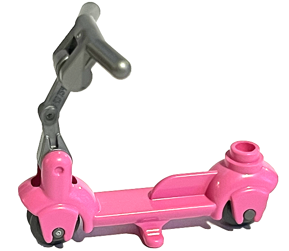 Kick Scooter with Dark Bluish Gray Wheels, Flat Silver Steering Link, and Flat Silver Handlebars (36273 / 3464 / 30377 / 30031)