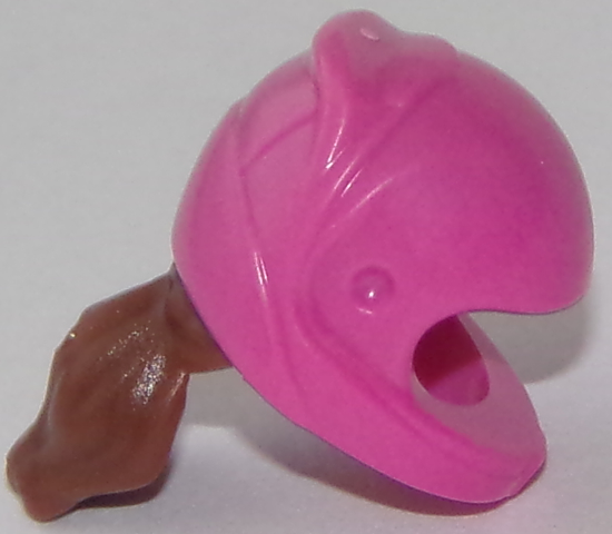 Mini Doll, Hair Combo, Hat with Hair, Racing Helmet with Molded Flexible Rubber Reddish Brown Hair Ponytail Pattern