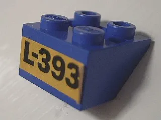 Slope, Inverted 45 2 x 2 with Solid Round Bottom Tube with Black 'L-393' on Yellow Background Pattern (Sticker) - Set 393-1