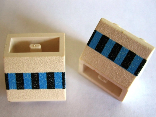 Slope, Inverted 45 2 x 2 with Flat Bottom Pin with Black and Blue Rectangles (Ferry Windows) Pattern
