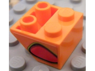 Slope, Inverted 45 2 x 2 with Flat Bottom Pin with Red Flame Bubble Pattern Model Left Side (Sticker) - Set 8484