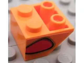 Slope, Inverted 45 2 x 2 with Flat Bottom Pin with Red Flame Bubble Pattern Model Right Side (Sticker) - Set 8484