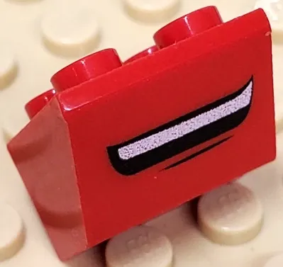 Slope, Inverted 45 2 x 2 with Flat Bottom Pin with Smiling Mouth Pattern