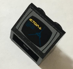 Slope, Inverted 45 2 x 2 with Flat Bottom Pin with Aurebesh Characters 'FRONT' and SW Imperial Shuttle Front View Pattern (Sticker) - Set 10212