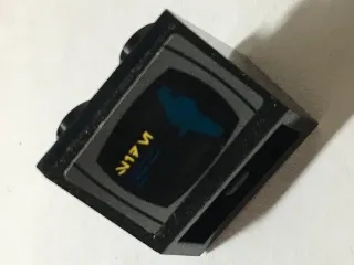 Slope, Inverted 45 2 x 2 with Flat Bottom Pin with Aurebesh Characters 'SIDE' and SW Imperial Shuttle Side View Pattern (Sticker) - Set 10212