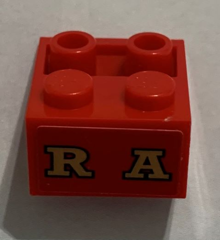 Slope, Inverted 45 2 x 2 with Flat Bottom Pin with Gold 'RA' Pattern (Sticker) - Set 71044