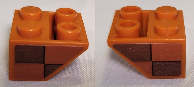 Slope, Inverted 45 2 x 2 with Flat Bottom Pin with Dark Orange and Reddish Brown Checkered Pattern on Both Sides Model Right Side (Stickers) - Set 21331