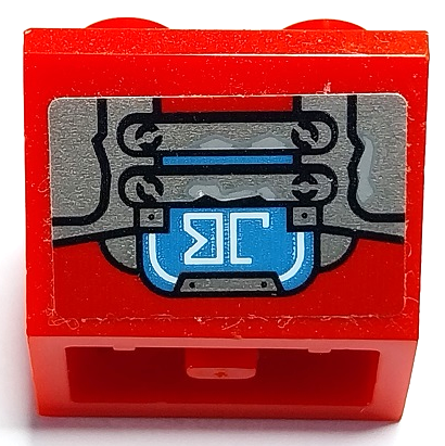 Slope, Inverted 45 2 x 2 with Flat Bottom Pin with Silver Handles and Plates and Dark Azure Screen with White 'JB' Pattern (Sticker) - Set 70436