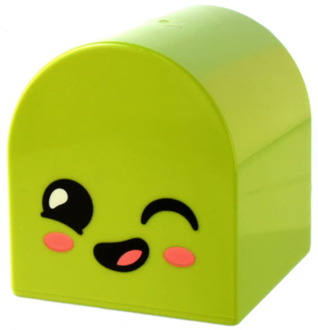 Duplo, Brick 2 x 2 x 2 Slope Curved Double with Face with Winking Eye and Coral Cheeks and Tongue Pattern