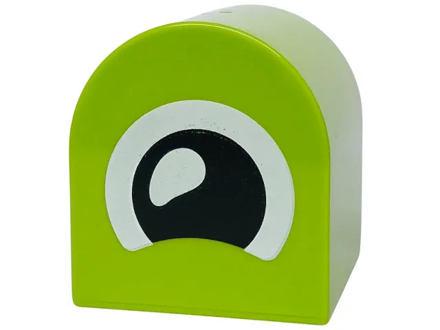 Duplo, Brick 2 x 2 x 2 Slope Curved Double with Black and White Eye with Lower Eyelid Pattern