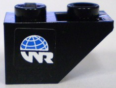 Slope, Inverted 45 2 x 1 with World Racers Logo on Black Background Pattern Model Left Side (Sticker) - Sets 8897 / 8898