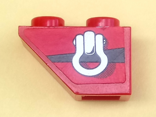 Slope, Inverted 45 2 x 1 with Silver Clevis Shackle Loop, Black Stripe Pattern Model Left Side (Sticker) - Set 8863