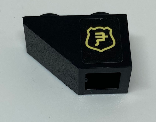 Slope, Inverted 45 2 x 1 with Yellow Ninjago Logogram in Shield Pattern Model Left Side (Sticker) - Set 70607