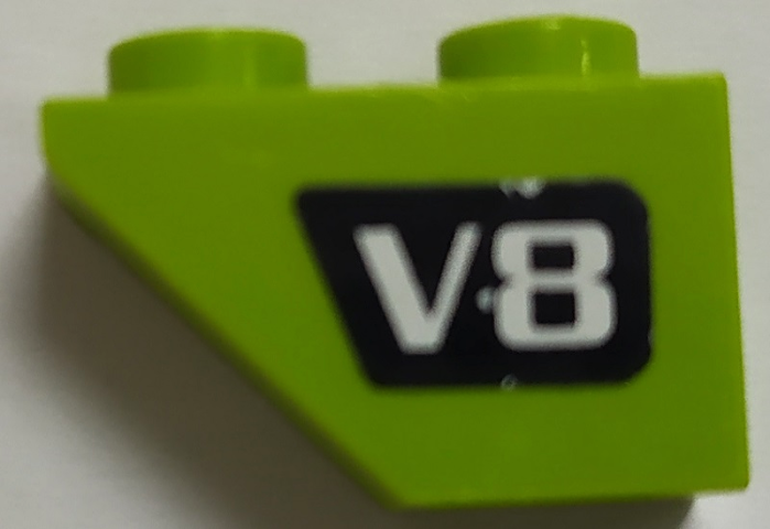 Slope, Inverted 45 2 x 1 with White 'V8' on Black Background Pattern Model Left Side (Sticker) - Set 4589