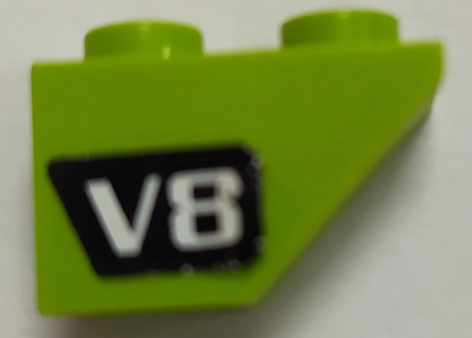 Slope, Inverted 45 2 x 1 with White 'V8' on Black Background Pattern Model Right Side (Sticker) - Set 4589