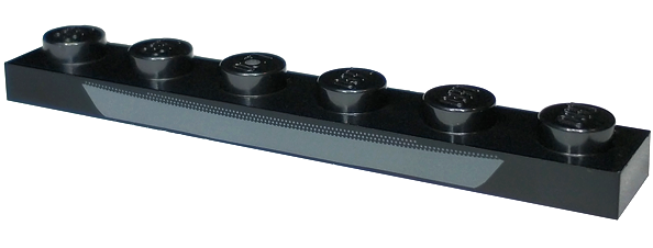 Plate 1 x 6 with Dark Bluish Gray Curved Shape and Dotted Lines Pattern