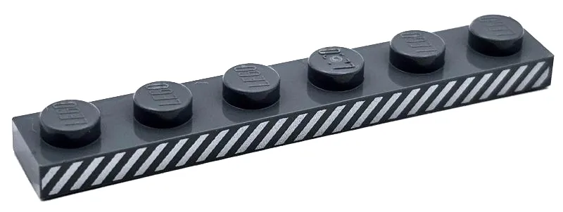 Plate 1 x 6 with Silver Diagonal Stripes Pattern