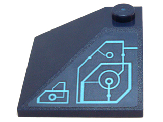 Slope 33 3 x 3 Double Convex with Medium Azure Schematic Circles and Lines Pattern Model Left Side (Sticker) - Set 71200