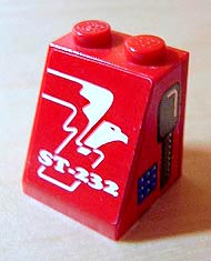 Slope 65 2 x 2 x 2 without Bottom Tube with ST-232 and Eagle Pattern facing Right, Radio Pattern on 1 side (Stickers) - Set 8232