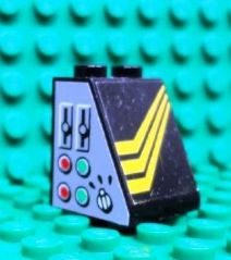 Slope 65 2 x 2 x 2 without Bottom Tube with Gauges and Diagonal Yellow Stripes Pattern Model Left Side (Stickers) - Set 8425