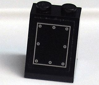 Slope 65 2 x 2 x 2 without Bottom Tube with Silver Rectangle and 8 Circles Pattern (Sticker) - Sets 3740 / 3741 / 10205 / 4186868