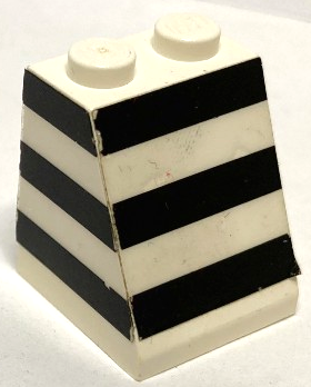 Slope 65 2 x 2 x 2 without Bottom Tube with 3 Horizontal Black Stripes Pattern Model Left Side (Stickers) - Set 1554
