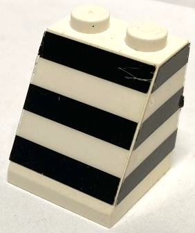 Slope 65 2 x 2 x 2 without Bottom Tube with 3 Horizontal Black Stripes Pattern Model Right Side (Stickers) - Set 1554