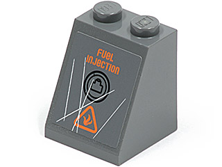 Slope 65 2 x 2 x 2 with Bottom Tube with 'FUEL INJECTION', Filler Cap and Scratches Pattern (Sticker) - Set 8964