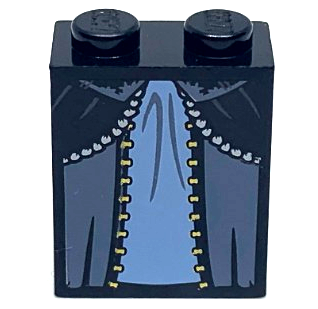 Slope 65 2 x 2 x 2 with Bottom Tube with Minifigure Dress / Skirt / Robe, Layered with Bright Light Blue and Sand Blue Panels Pattern