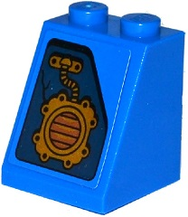 Slope 65 2 x 2 x 2 with Bottom Tube with Crack and Gold Mechanical Coupling Pattern Model Right Side (Sticker) - Set 70754