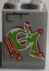 Slope 65 2 x 2 x 2 with Bottom Tube with Graffiti on Brick Wall Pattern (Sticker) - Set 79117