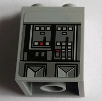 Slope 65 2 x 2 x 2 with Bottom Tube with Red, Light Bluish Gray and Dark Bluish Gray Control Buttons Pattern (Sticker) - Set 75055