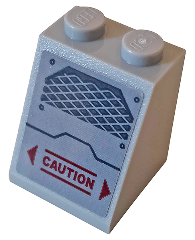 Slope 65 2 x 2 x 2 with Bottom Tube with Red Arrows, 'CAUTION' and Vents Pattern (Sticker) - Set 76162