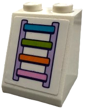 Slope 65 2 x 2 x 2 with Bottom Tube with Lavender, Bright Pink, Orange, Lime and Medium Azure Ladder Pattern (Sticker) - Set 41718