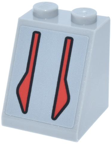 Slope 65 2 x 2 x 2 with Bottom Tube with Red and Black Angled Lines Pattern (Sticker) - Set 75435