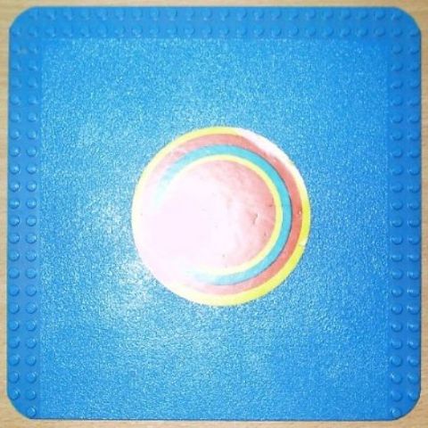 Baseplate 24 x 24 with Studs on Edges with Round Carpet with Yellow, Red and Blue Circles Pattern (Sticker) - Set 5233